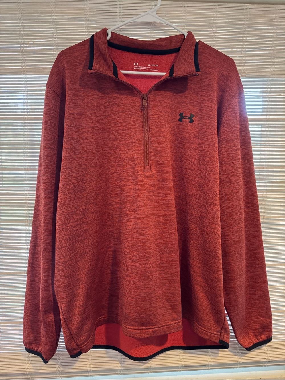 Under Armour Red Heather and Black 1/4 Zip ColdGear Pullover